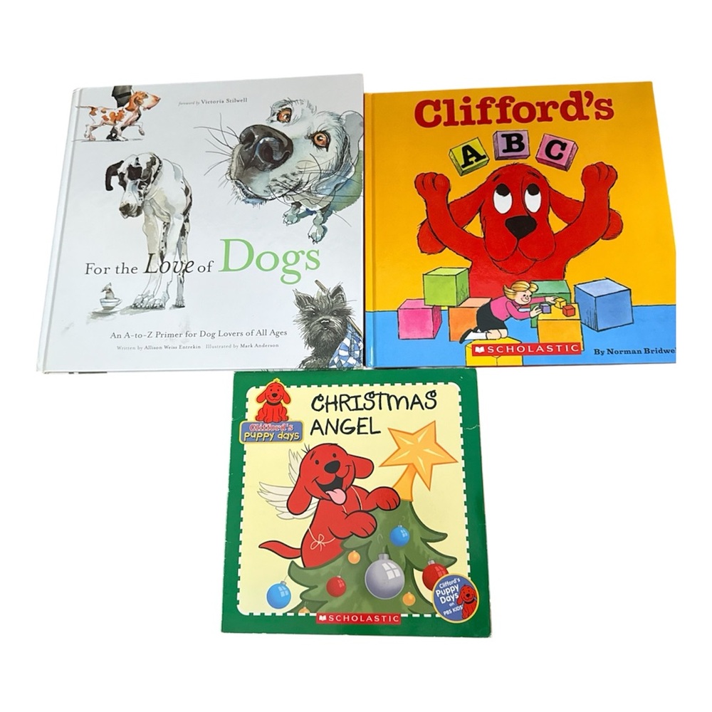 Scholastic Clifford ABC Christmas Angel Dogs Kids Book Bundle Set